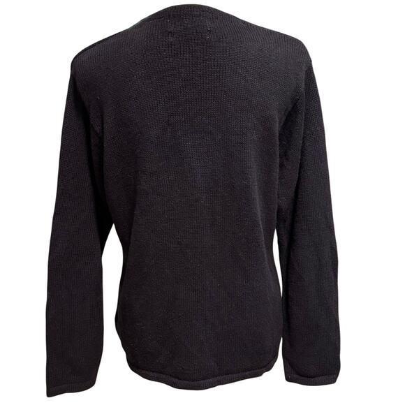 Ashley Size M Hand Embroidered Floral Cardigan Sweater V Neck Goldtone Buttons - Picture 2 of 5